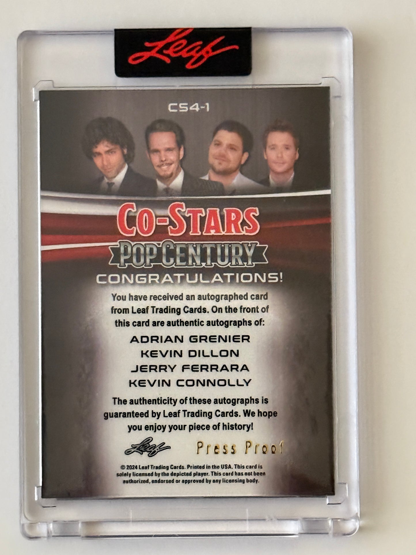 Adrian Grenier, Kevin Connolly, Jerry Ferrara & Kevin Dillon Signed Leaf Press Proof Card JSA COA from Private Signing