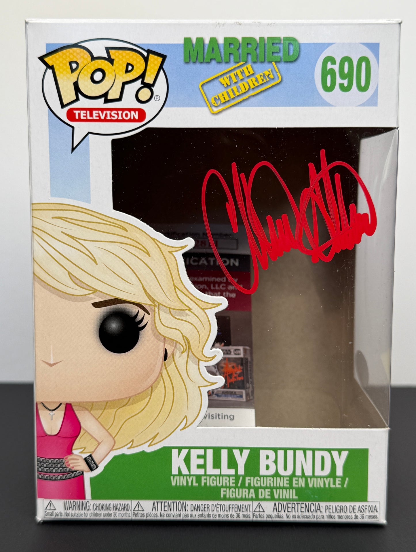 Christina Applegate "BOX ONLY" Kelly Bundy signed Funko POP! Red - JSA Certified