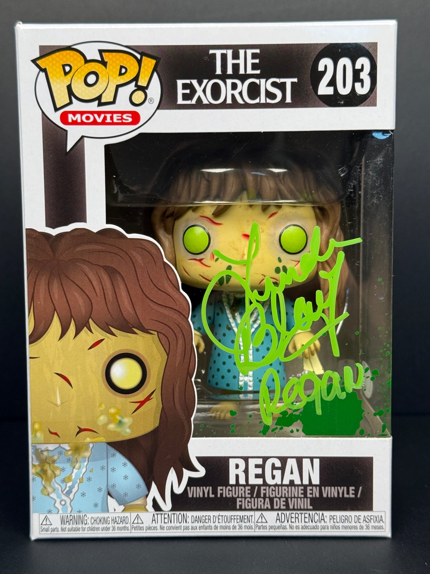 Linda Blair Exorcist Funko POP with "Regan" inscription signed - JSA/Beckett Authentication