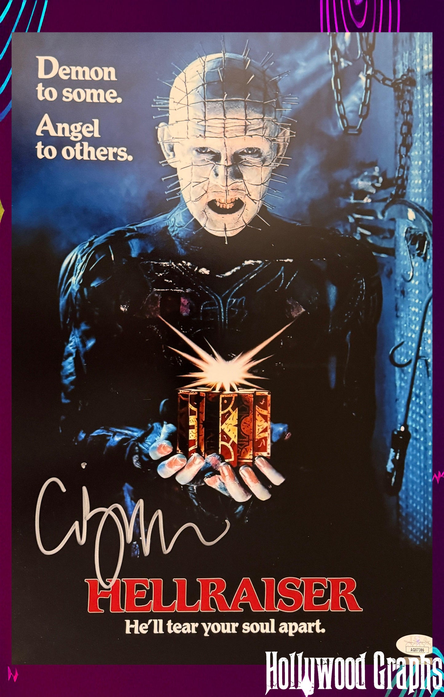 Clive Barker Hellraiser movie poster signed 11x17 - JSA Authenticated