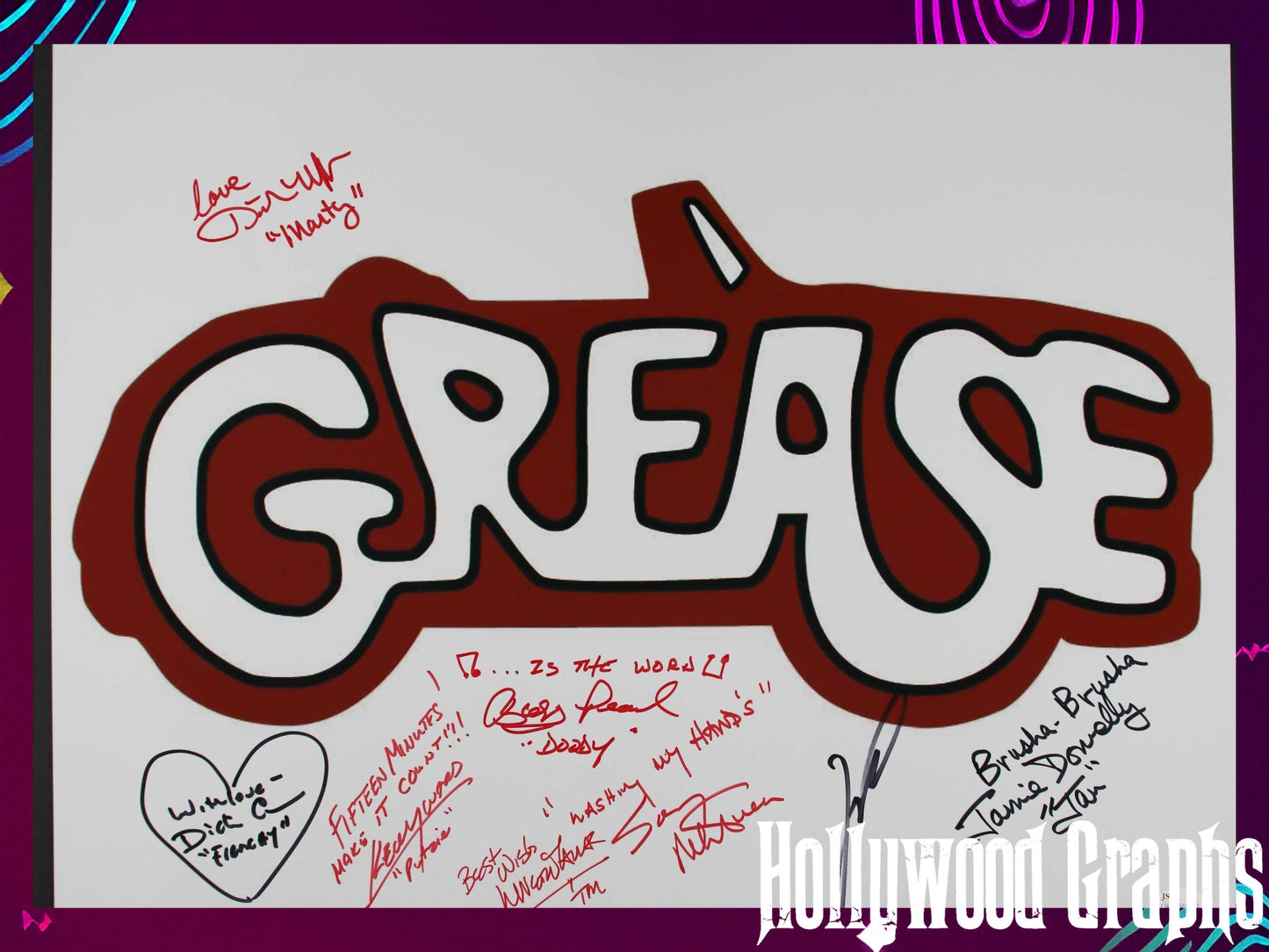 Grease cast - John Travolta + 7 others 16x20 - JSA Cert WPP09115