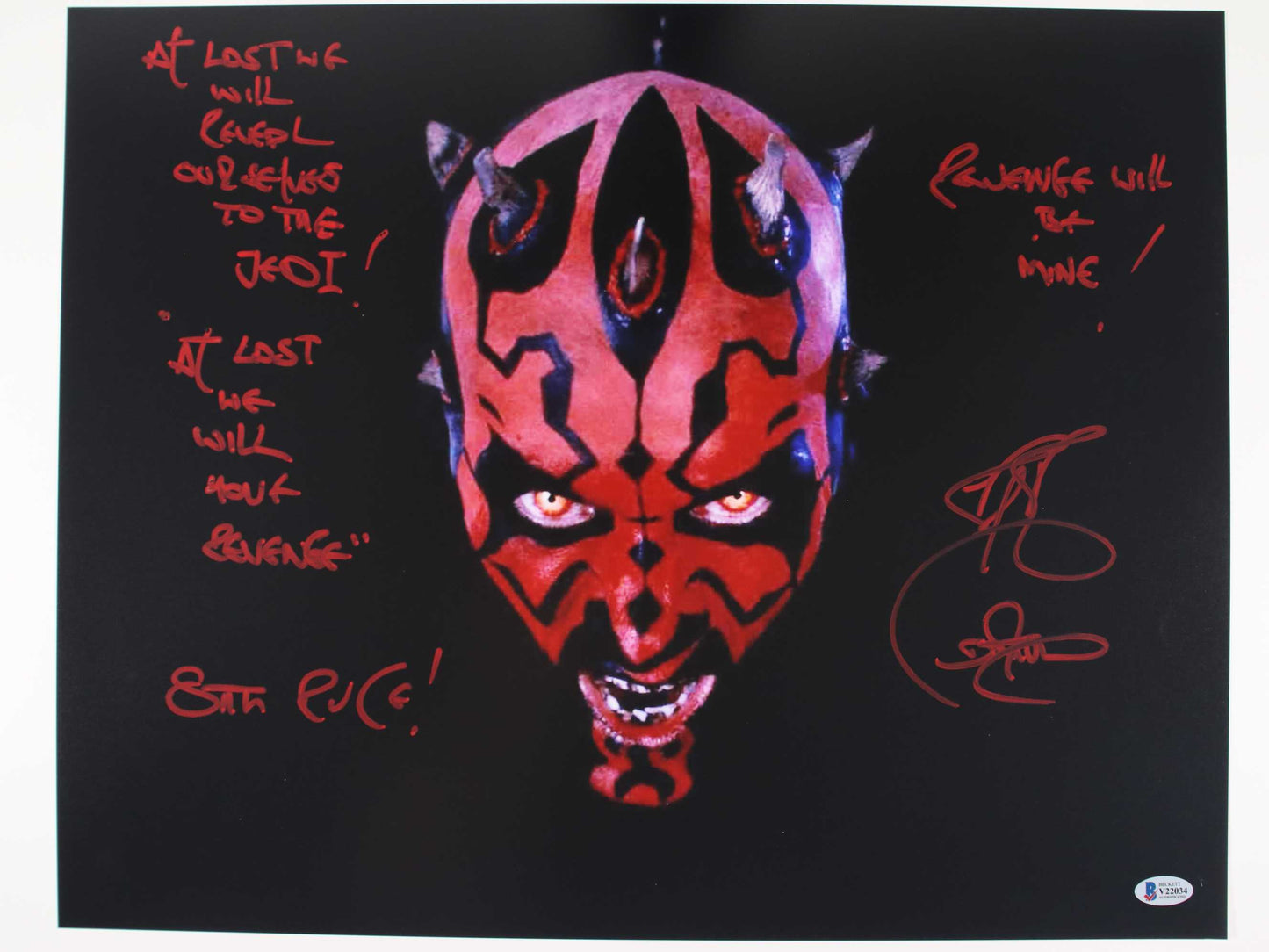Ray Park Darth Maul 16x20 with rare inscription - Beckett Cert #V22034 Star Wars Episode I