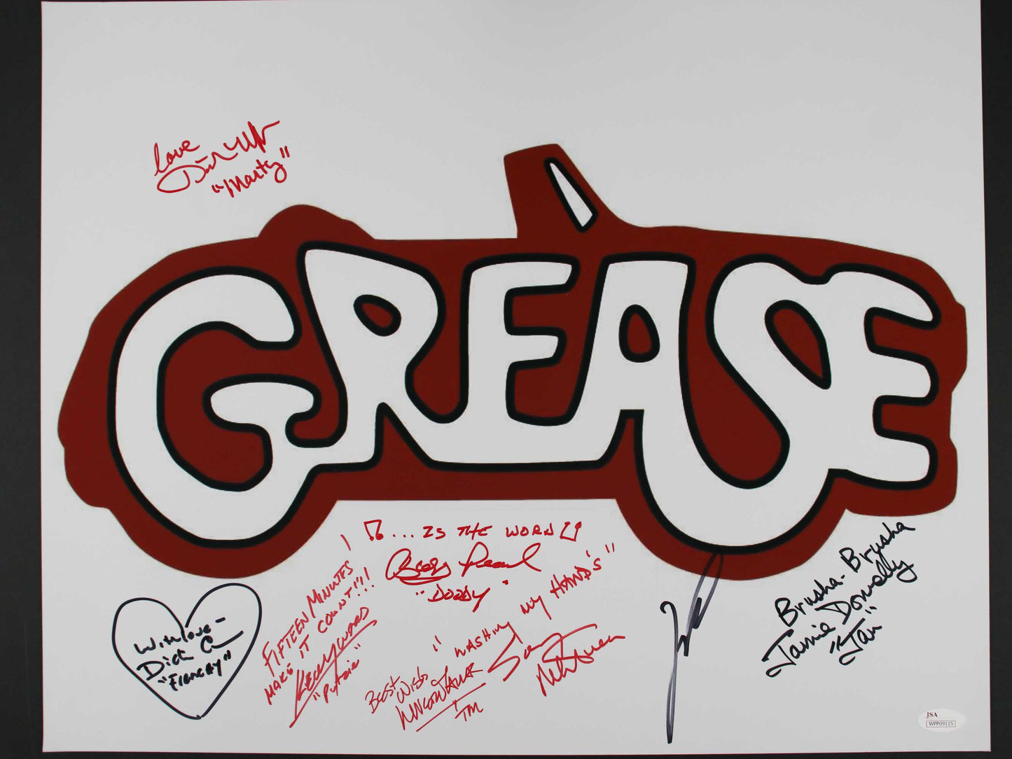 Grease cast - John Travolta + 7 others 16x20 - JSA Cert WPP09115