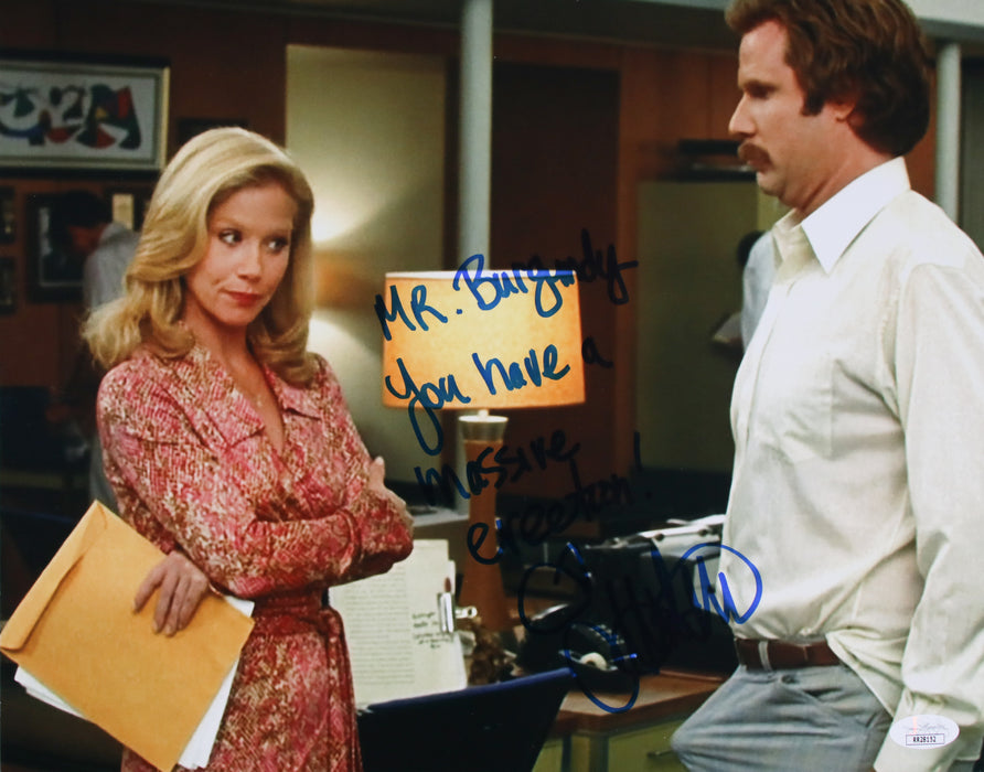 Christina Applegate rare movie quote "Mr. Burgundy you have a Massive Erection" Anchorman Blue Ink 11x14 JSA Certified
