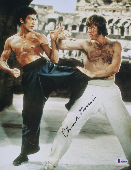 Chuck Norris signed 11x14 Way of the Dragon Bruce Lee - Beckett Certified