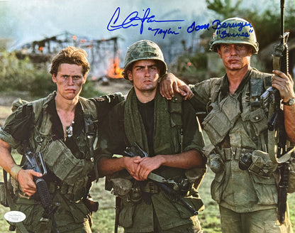 Charlie Sheen & Tom Berenger character name Platoon 11x14 JSA Authenticated