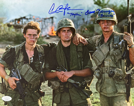 Charlie Sheen & Tom Berenger character name Platoon 11x14 JSA Authenticated