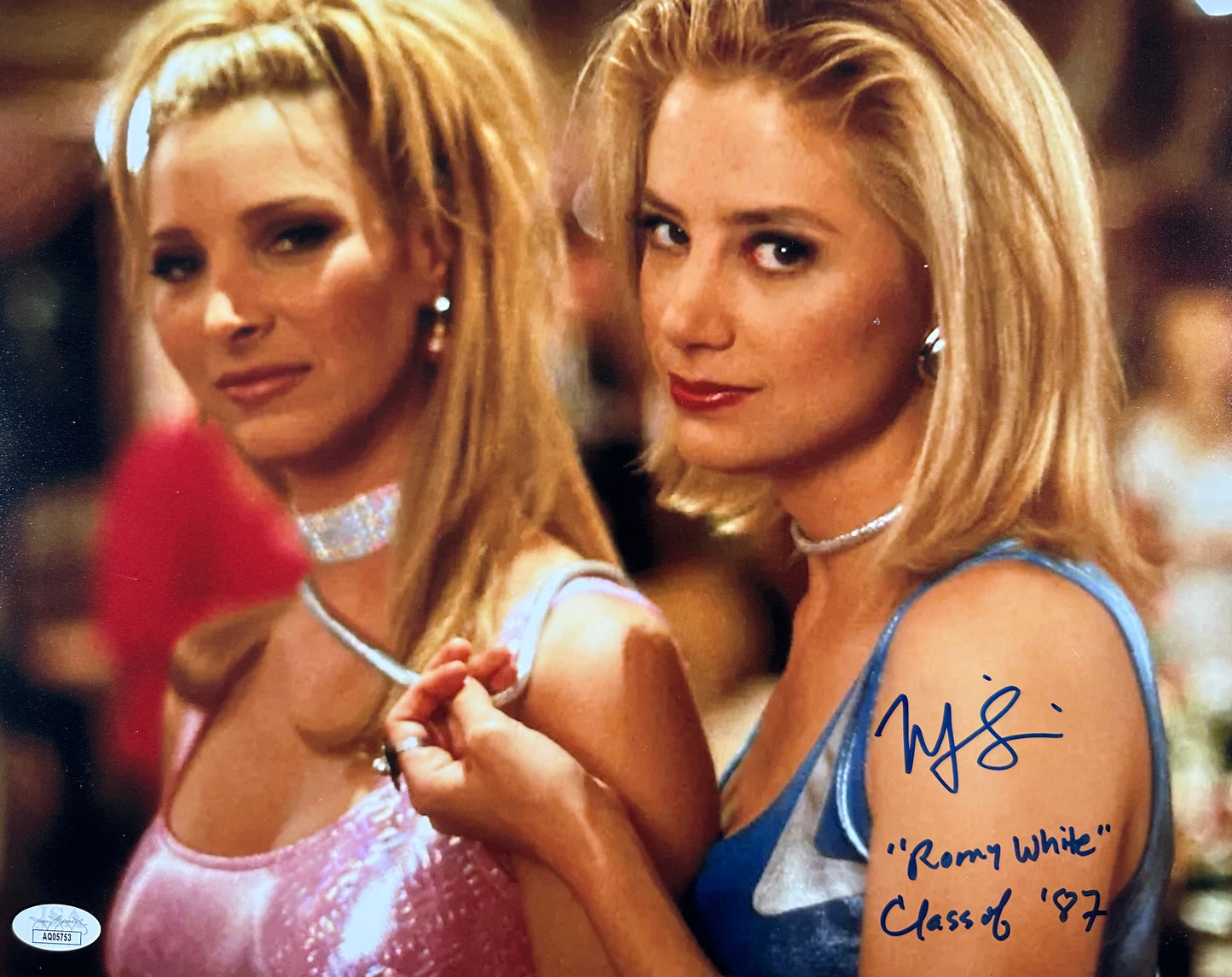Mira Sorvino Romy & Michelle "Class of '87" "Romy White" inscription JSA Authenticated Signed 11x14