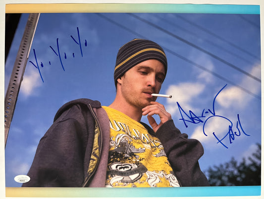 Aaron Paul signed 12x16 "Yo Yo Yo"  inscription Breaking Bad JSA Certified