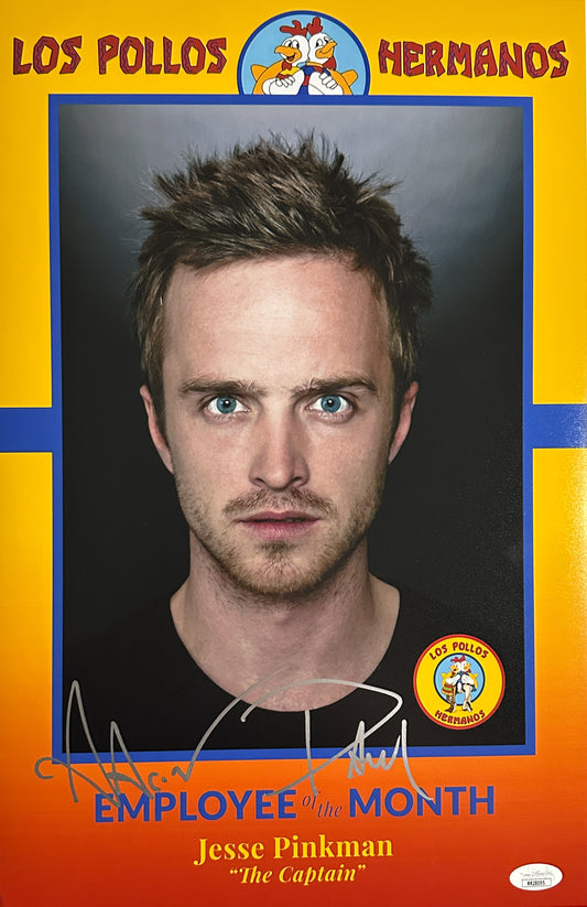 Aaron Paul signed 11x17 Breaking Bad Employee of the Month  JSA Certified