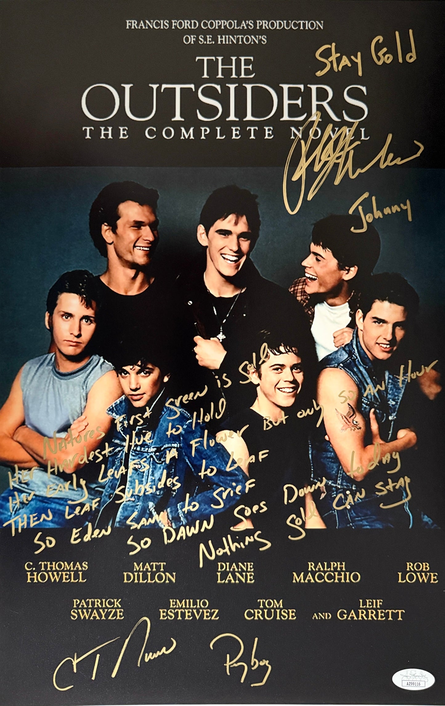 Ralph Macchio & C. Thomas Howell Signed 11x17 Photo w/Stay Gold The Outsiders JSA COA from Private Signing