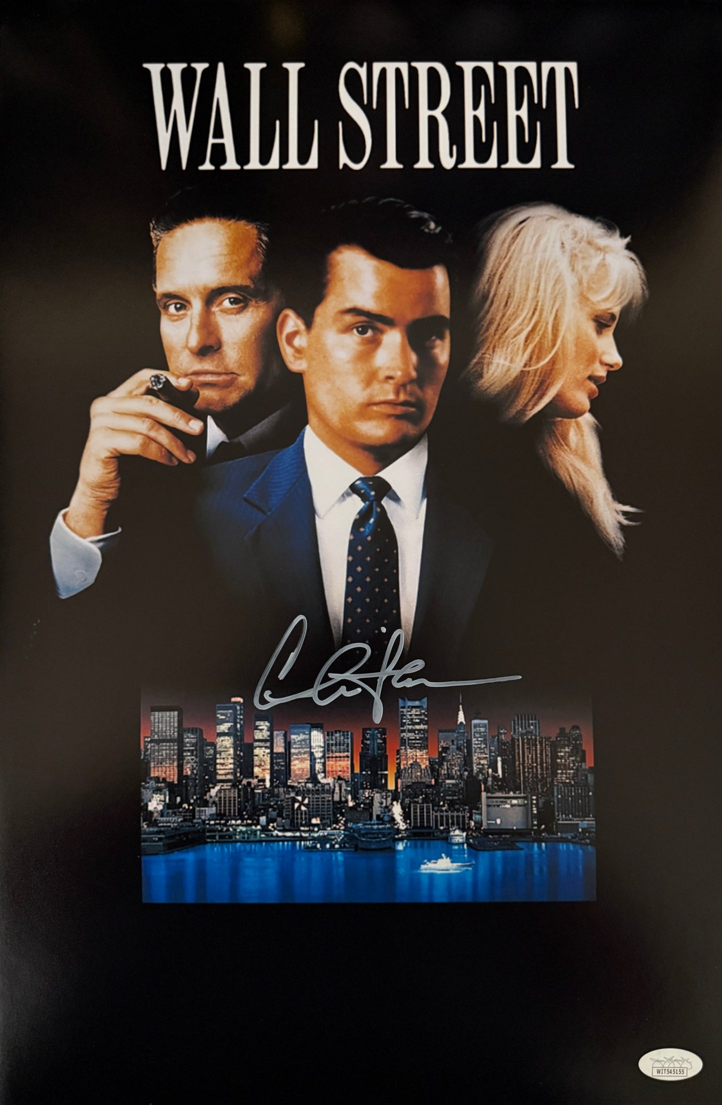Charlie Sheen signed 12x18 Wall Street Movie Poster  JSA Witnessed
