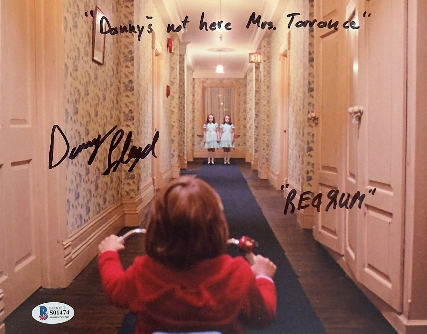 Danny Lloyd "Danny's not here Mrs. Torrance" "Redrum" inscription 8x10 signed - Beckett Authenticated