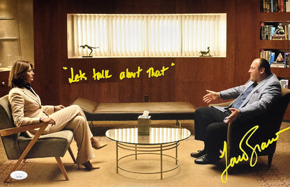 Lorraine Bracco Signed 11x17 Sopranos "Let's talk about that" yellow ink JSA Authenticated