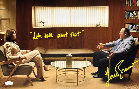 Lorraine Bracco Signed 11x17 Sopranos "Let's talk about that" yellow ink JSA Authenticated