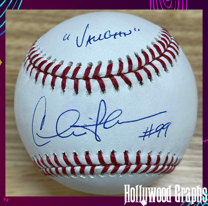 Charlie Sheen Signed with "Vaughn #99" Inscription OMLB Baseball - JSA Witnessed