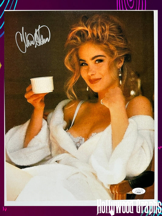 Christina Applegate Signed 11x14 Modeling shoot Coffee cup JSA Authenticated