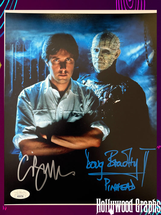 Clive Barker & Doug Bradley "Pinhead" inscribed Hellraiser Signed 8x10 - JSA Authenticated