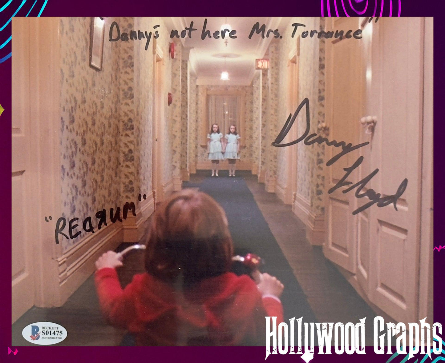 Danny Lloyd "Danny's not here Mrs. Torrance" "Redrum" inscription 8x10 signed - Beckett Authenticated
