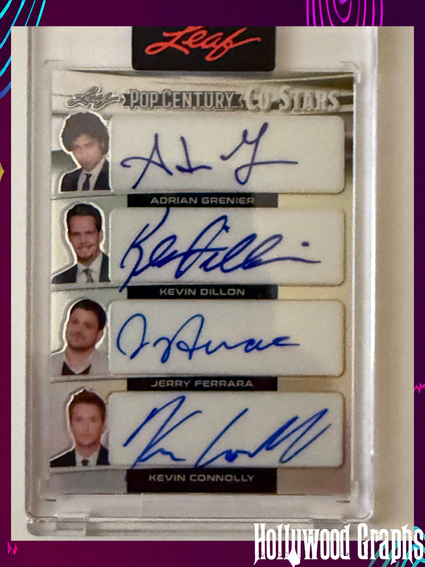 Entourage Leaf Press Proof card signed on-card by Adrian Grenier, Kevin Connolly, Jerry Ferrara & Kevin Dillon Only 40 exist!