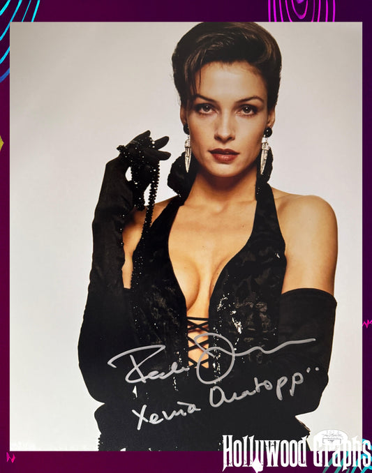 Famke Janssen GoldenEye "Xenia Onatopp" FULL character name signed 11x14 - JSA Authenticated