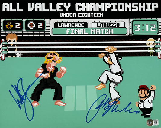 Ralph Macchio & Billy Zabka signed Karate Kid 11x14 8-bit Nintendo concept Beckett or JSA Authenticated