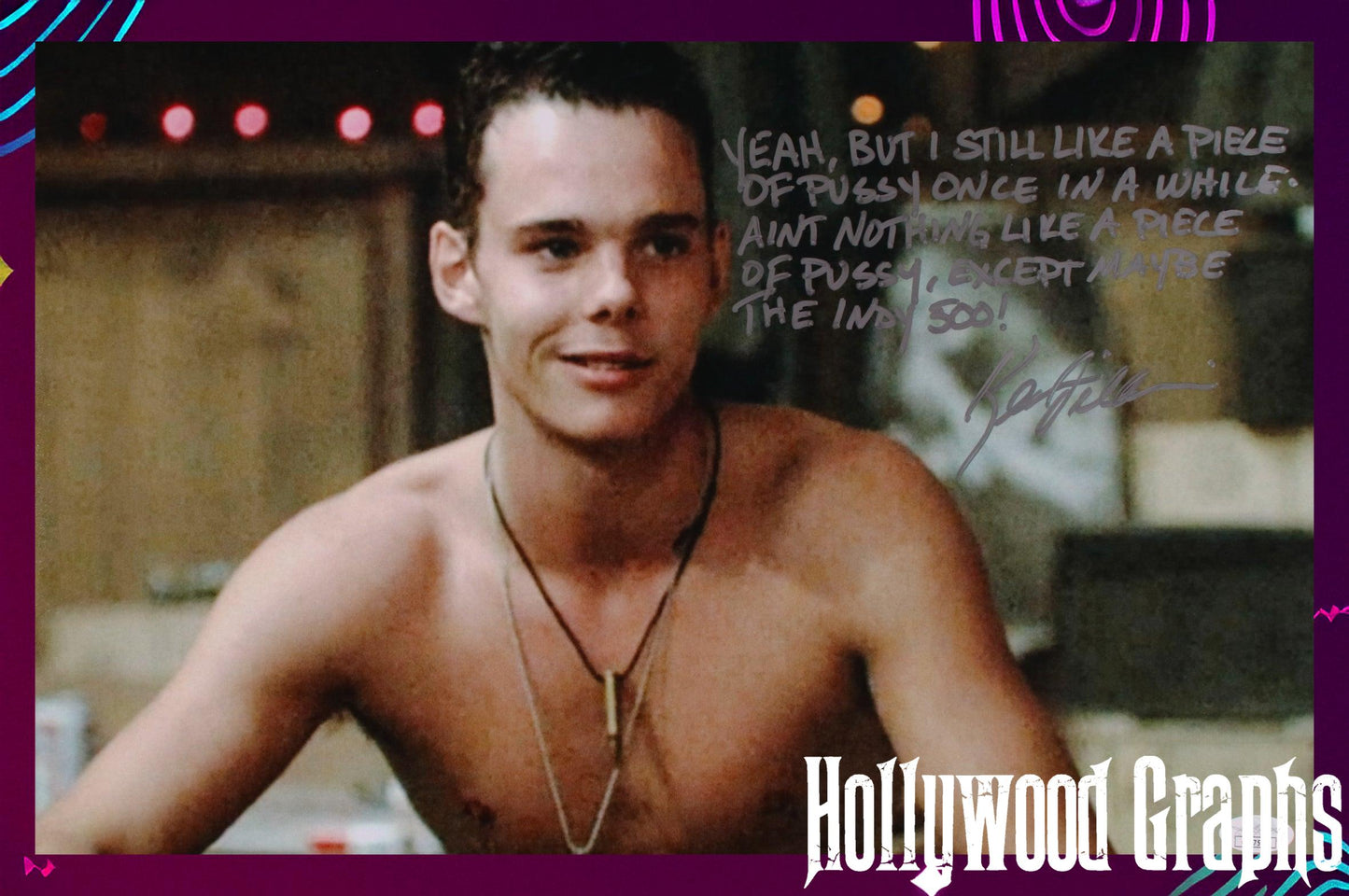 Kevin Dillon Platoon rare movie quote "Piece of Pussy..." 12x18   JSA Cert