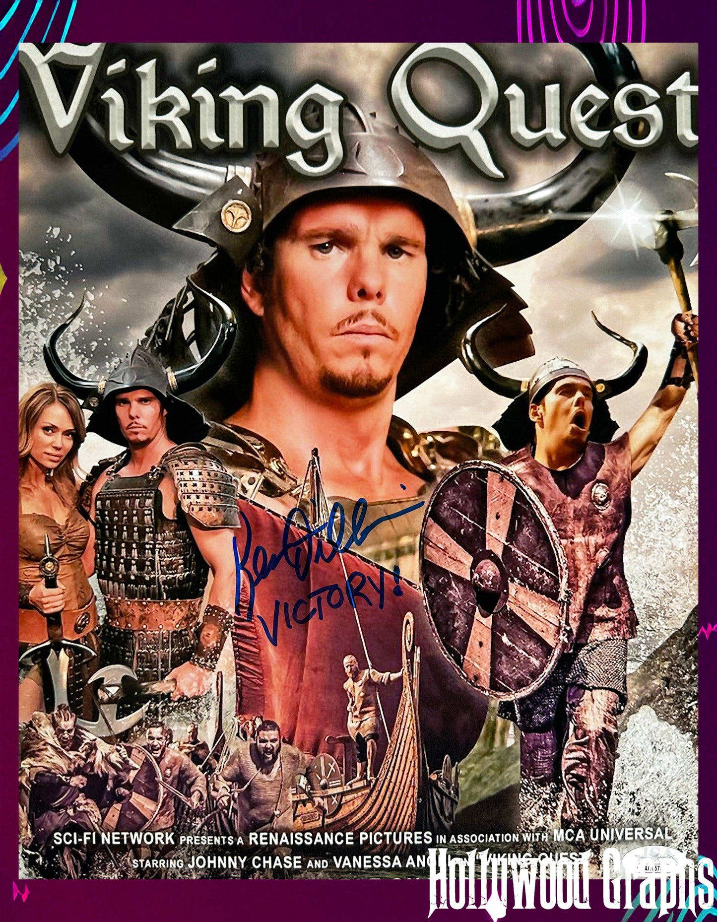 Kevin Dillon Signed 11x14 Entourage "Victory!" Viking Quest poster JSA Authenticated