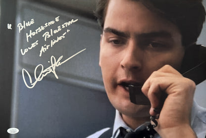 Charlie Sheen rare movie quote "Blue Horseshoe Loves Bluestar Airlines" Wall Street 12x18 JSA Witnessed