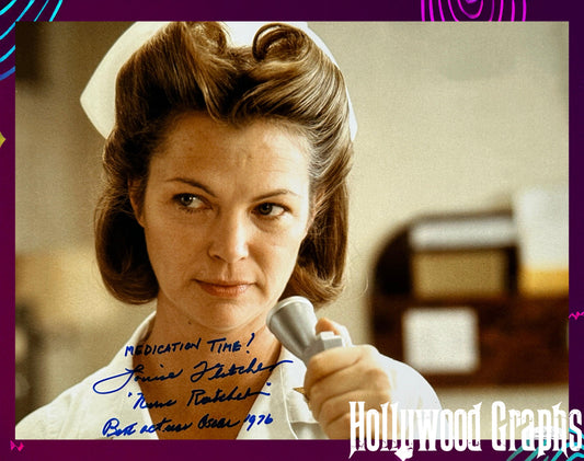 Louise Fletcher 11x14 - Autograph, Character Name, "Medication Time!" quote + "Best Actress Oscar 1976" inscription - only 100 exist!