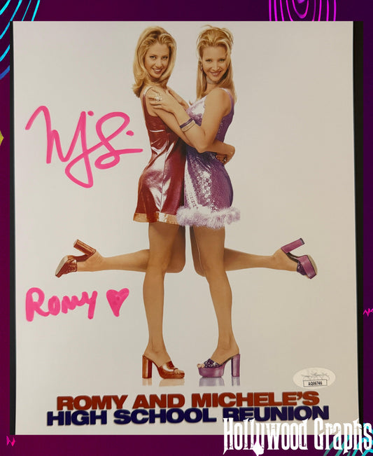 Mira Sorvino Romy & Michell "Romy" Pink ink signed 8x10 - JSA Authenticated