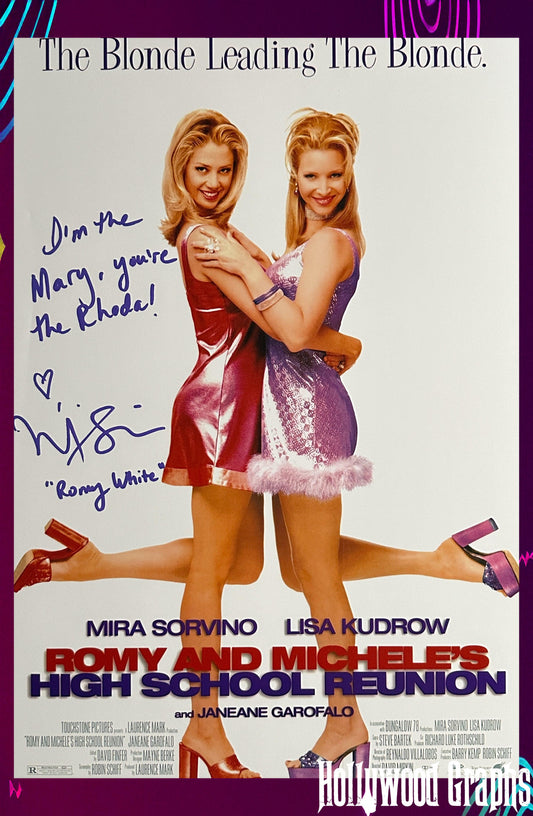 Mira Sorvino Romy & Michelle "I'm the Mary, you're the Rhoda!" Romy White JSA Authenticated Signed 11x17