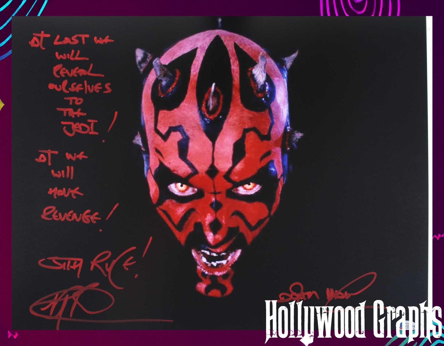 Ray Park Darth Maul 16x20 with rare inscription - Beckett Cert #V22031 Star Wars Episode I