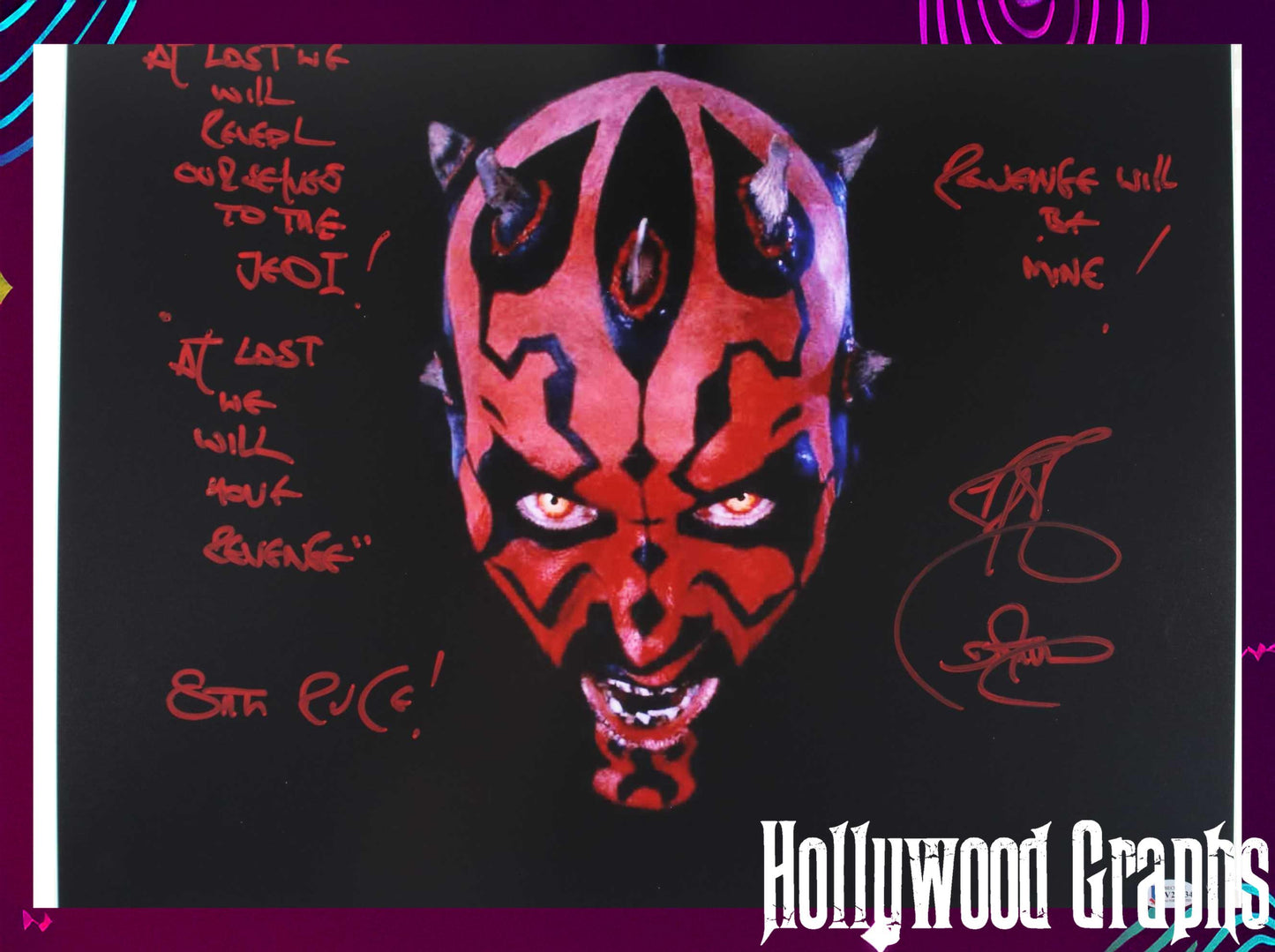 Ray Park Darth Maul 16x20 with rare inscription - Beckett Cert #V22034 Star Wars Episode I