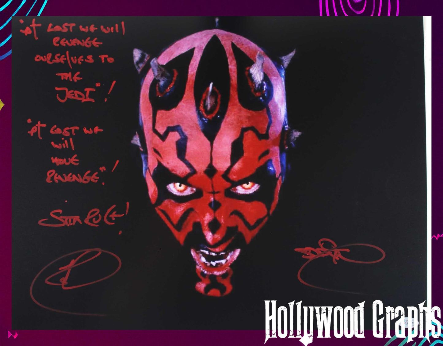 Ray Park Darth Maul 16x20 with rare inscription - Beckett Cert #V22036 Star Wars Episode I