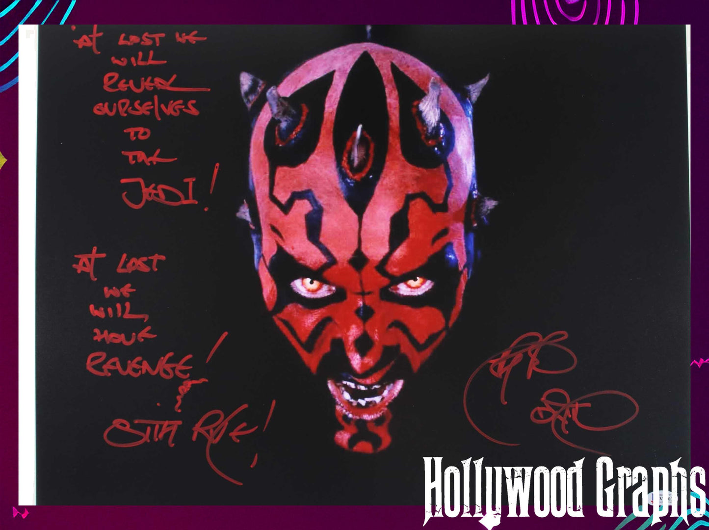 Ray Park Darth Maul 16x20 with rare inscription - Beckett Cert #V22039 Star Wars Episode I