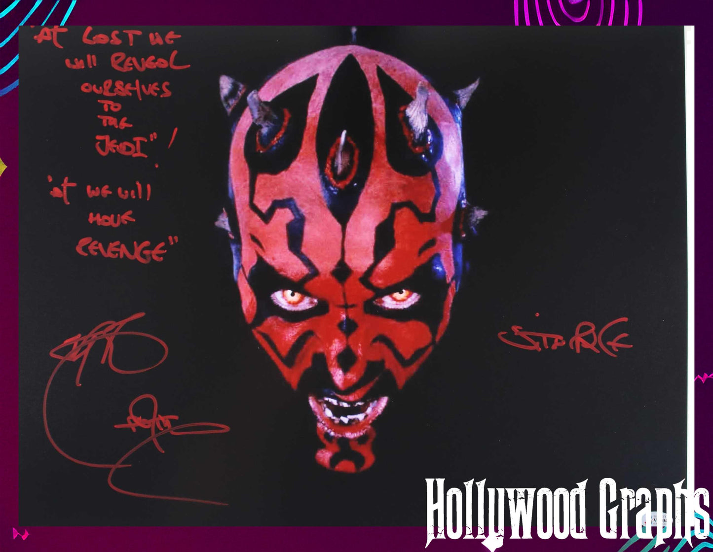 Ray Park Darth Maul 16x20 with rare inscription - Beckett Cert #V22040 Star Wars Episode I