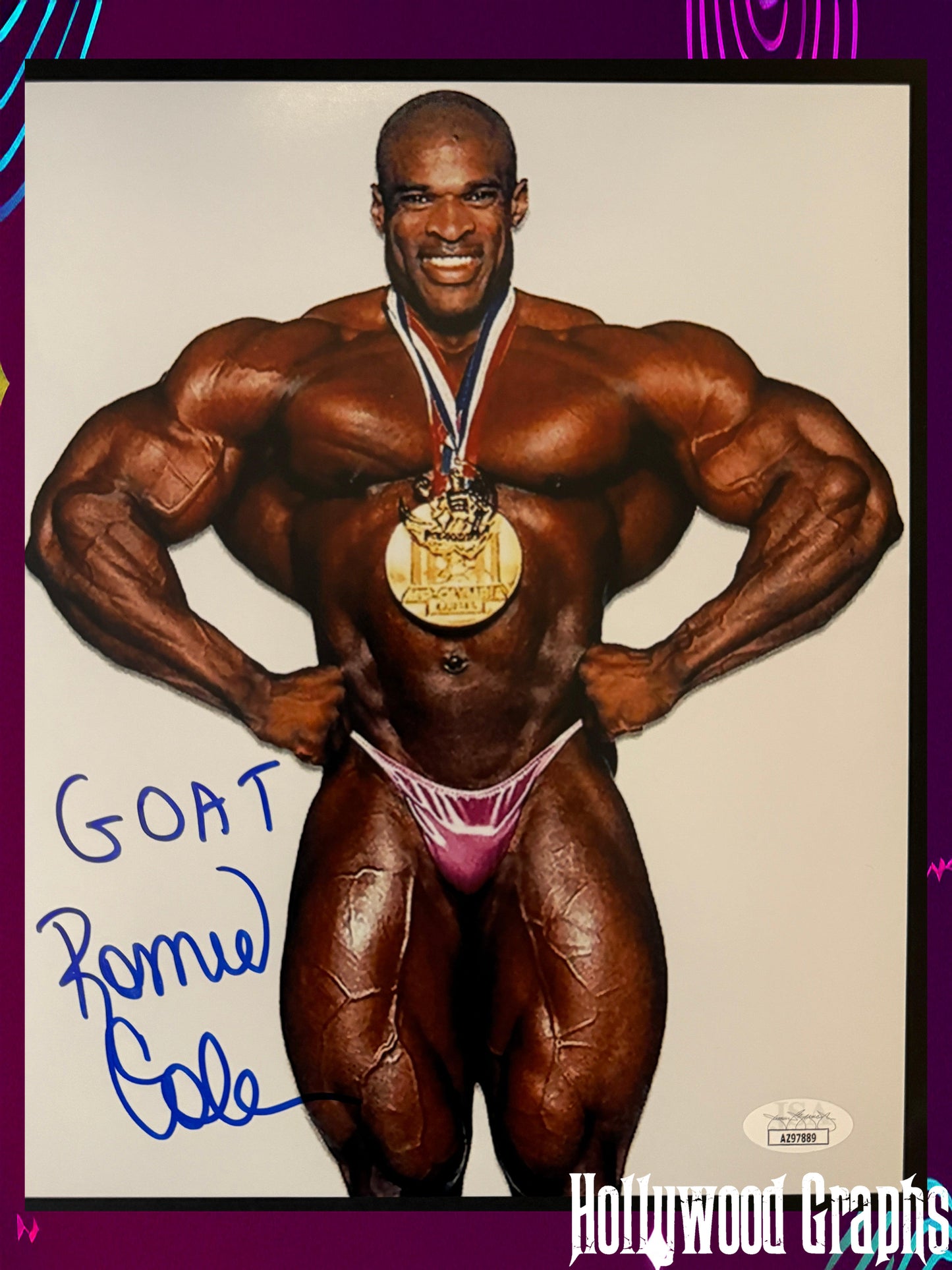 Ronnie Coleman "Goat" inscription signed 8x10 - JSA Authenticated