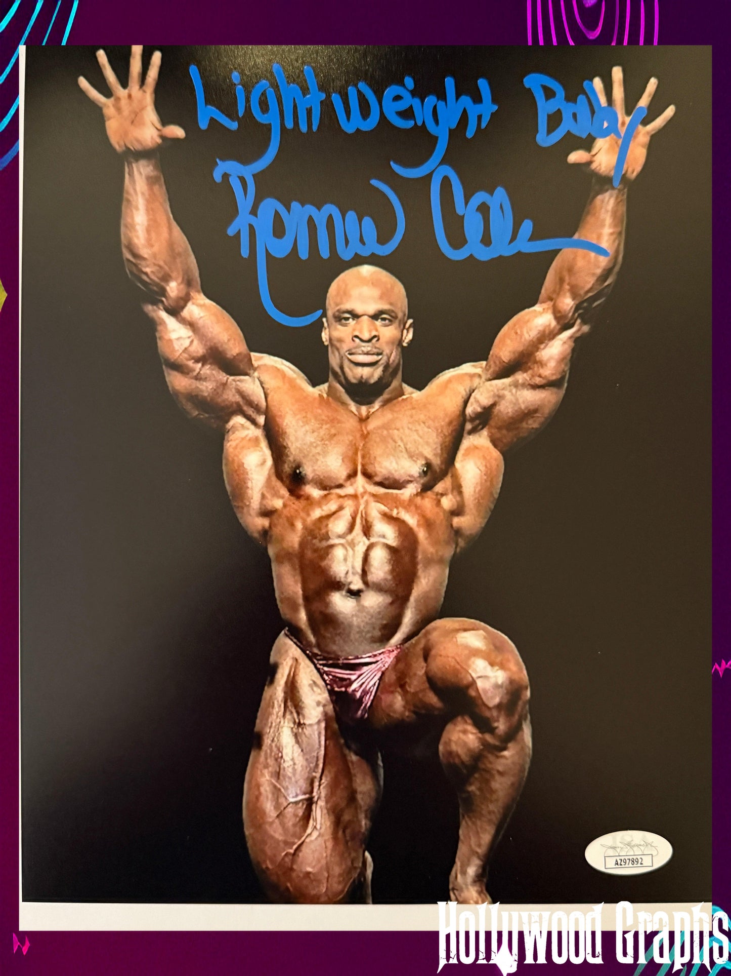 Ronnie Coleman "Lightweight Baby" inscription signed 8x10 - JSA Authenticated