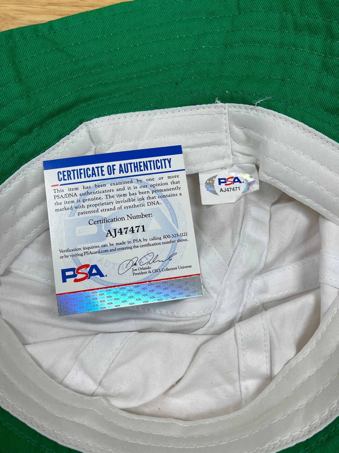 Johnny Depp signed Fear & Loathing Bucket Hat - PSA cert #AJ47471