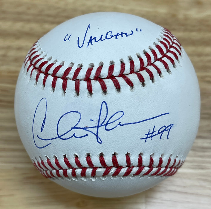 Charlie Sheen Signed with "Vaughn #99" Inscription OMLB Baseball - JSA Witnessed