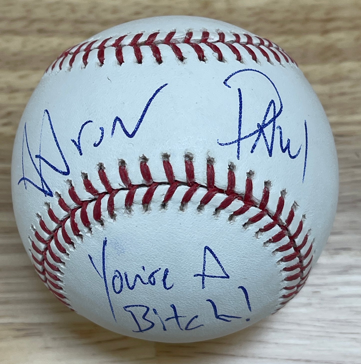 Aaron Paul Signed "You're a Bitch" quote OMLB Baseball Breaking Bad - JSA Certified