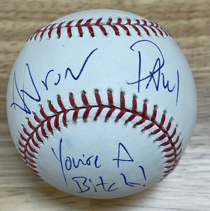 Aaron Paul Signed "You're a Bitch" quote OMLB Baseball Breaking Bad - JSA Certified
