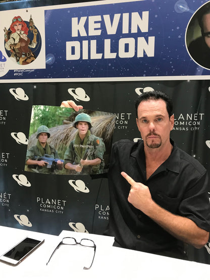 Kevin Dillon & Charlie Sheen dual Platoon rare movie quote "Hey Piggy Piggy..." 12x18   JSA Cert