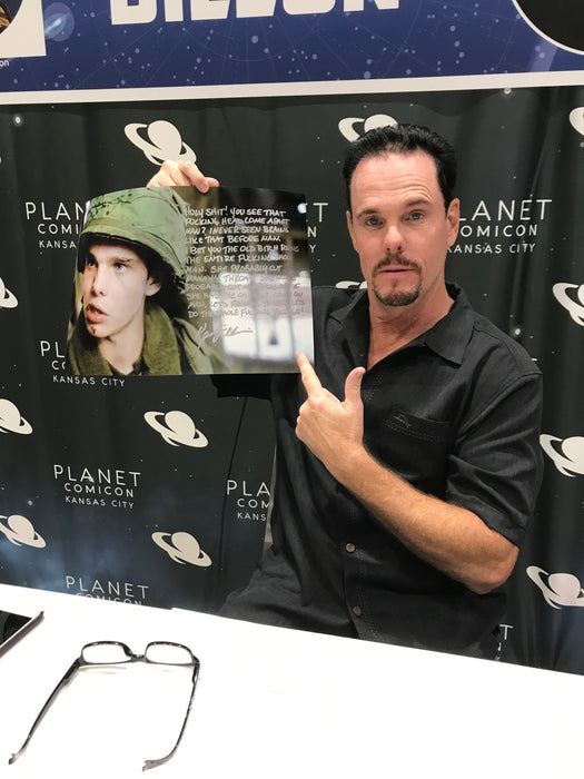 Kevin Dillon Platoon rare FULL movie quote "Holy shit! You see that Fucking Head coma apart man?" 12x18   JSA Cert