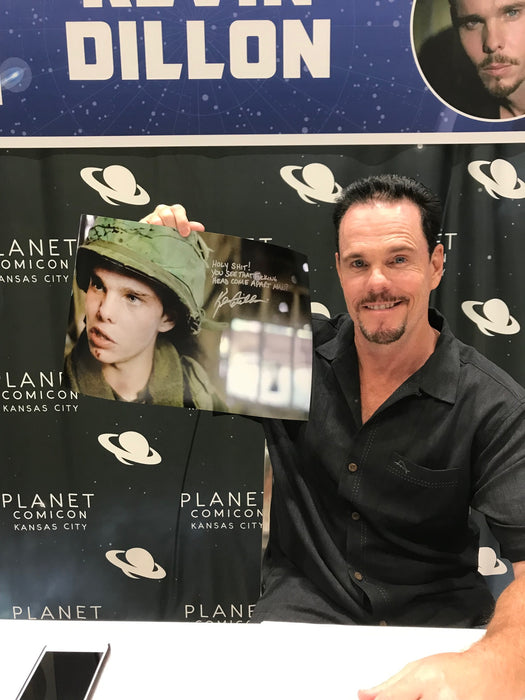 Kevin Dillon Platoon rare movie quote "Holy shit! You see that Fucking Head coma apart man?" 12x18   JSA Cert