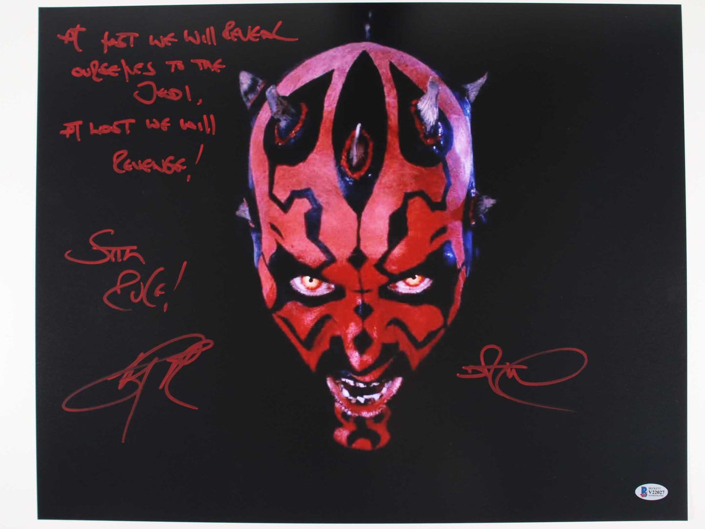 Ray Park Darth Maul 16x20 with rare inscription - Beckett Cert #V22027 Star Wars Episode I