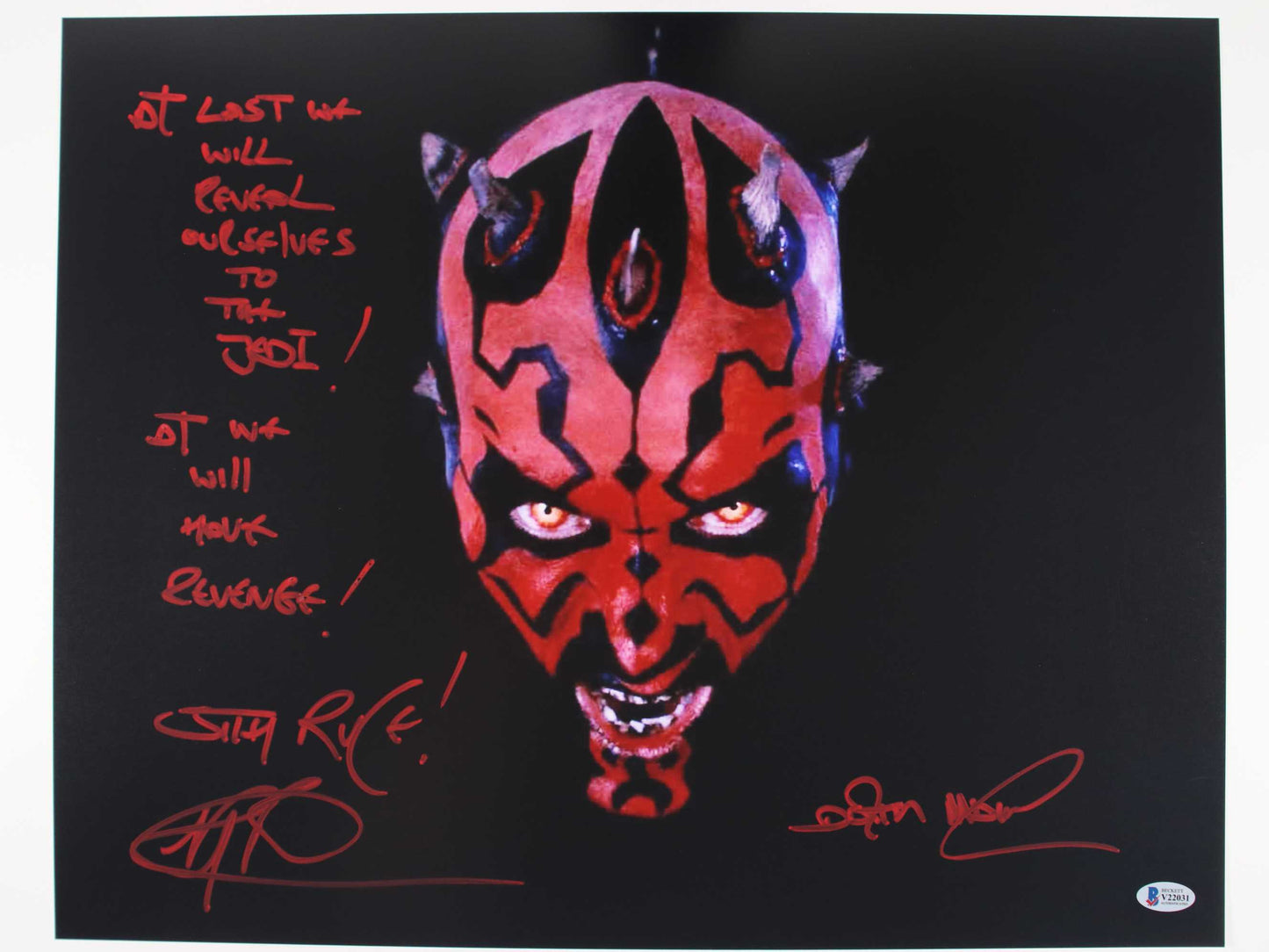 Ray Park Darth Maul 16x20 with rare inscription - Beckett Cert #V22031 Star Wars Episode I