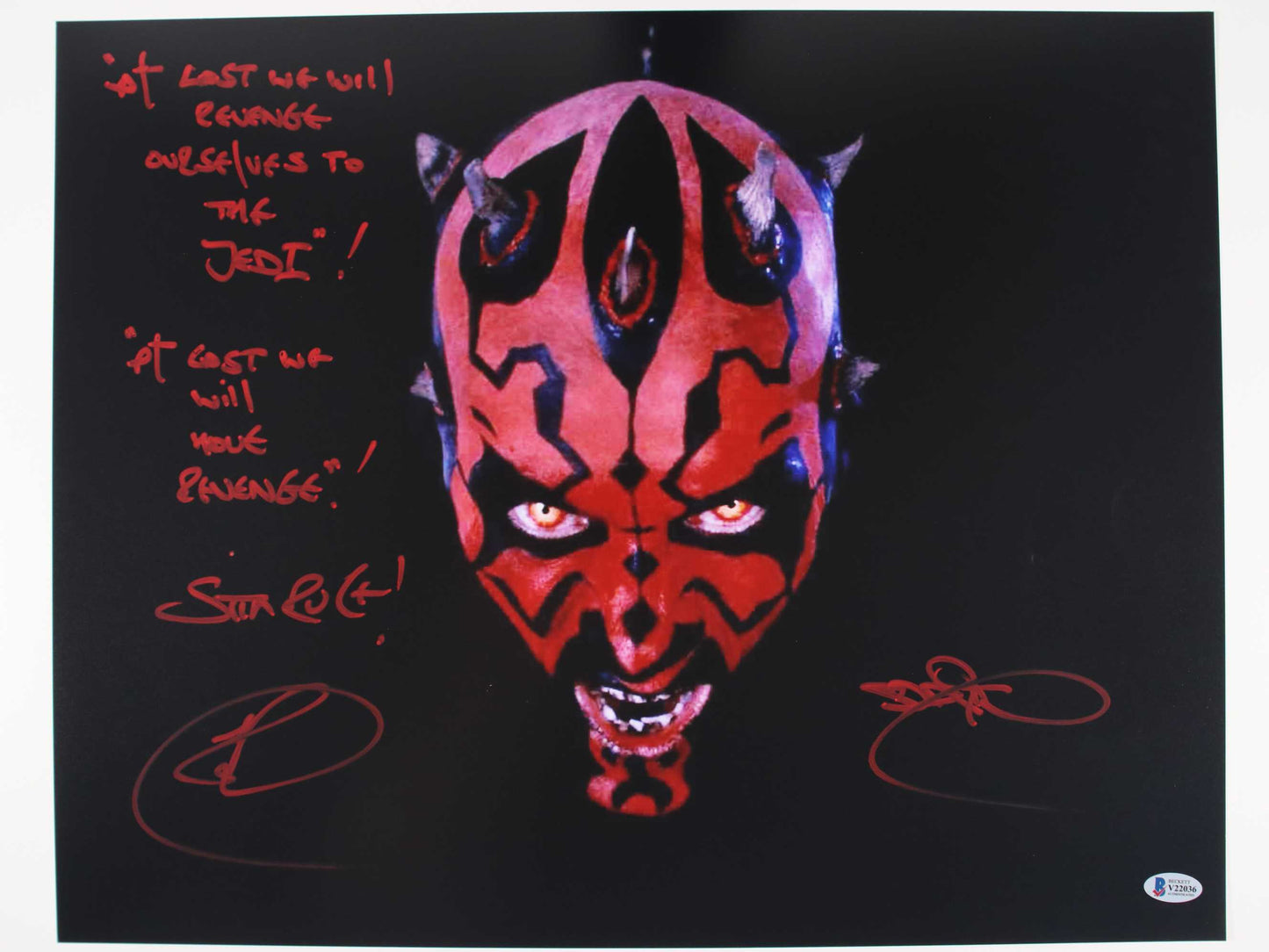 Ray Park Darth Maul 16x20 with rare inscription - Beckett Cert #V22036 Star Wars Episode I