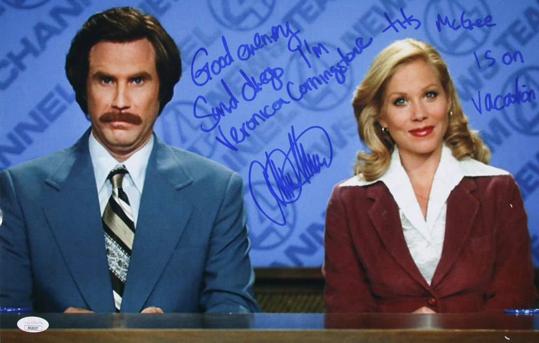 Christina Applegate rare movie quote "Good Evening San Diego I'm Veronica Corningstome Tits McGee is on Vacation" Anchorman 11x17 JSA Certified